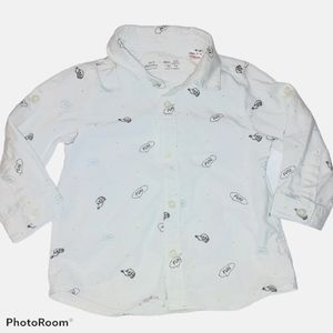 Zara baby boy long sleeve white shirt size 6/9